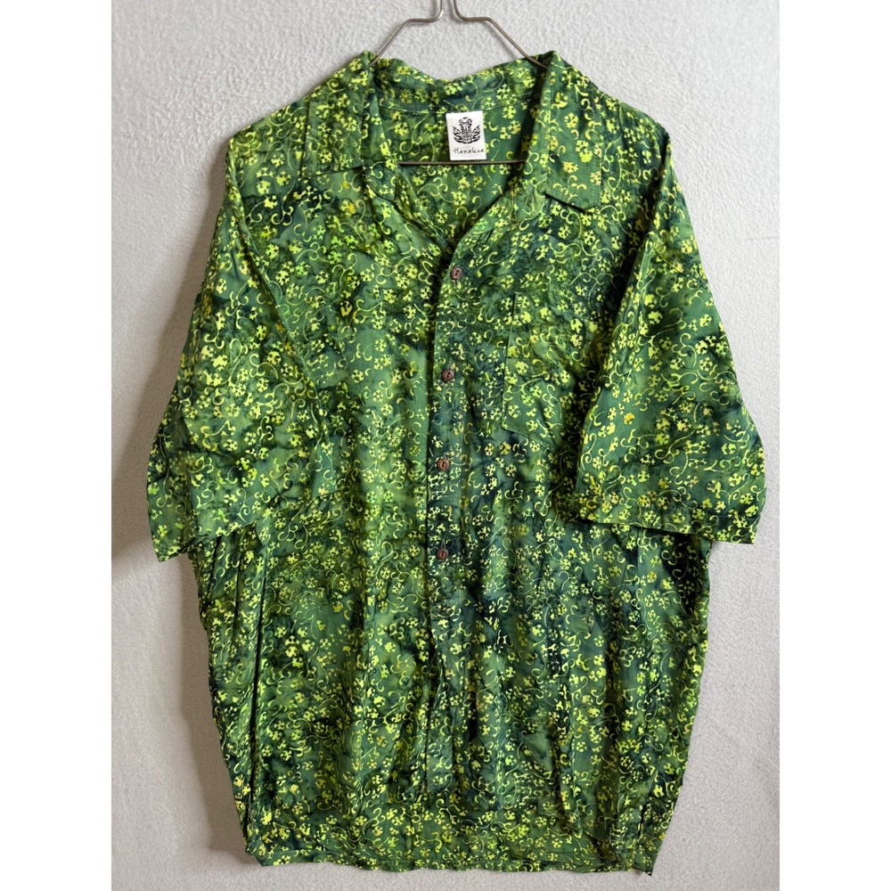 Hamakua Button‎ Up Men's Medium Floral Hawaiian Shirt Tropical Resort Camp